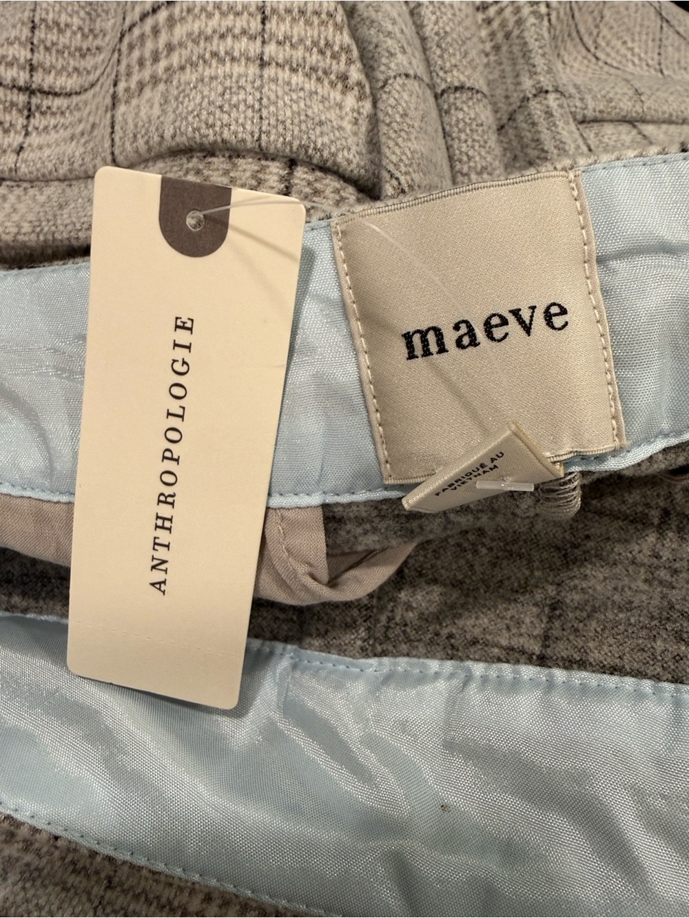 New! Anthropologie Maeve Cozy Plaid Preppy Classy Light Gray Skort Size 12 - Picture 9 of 12